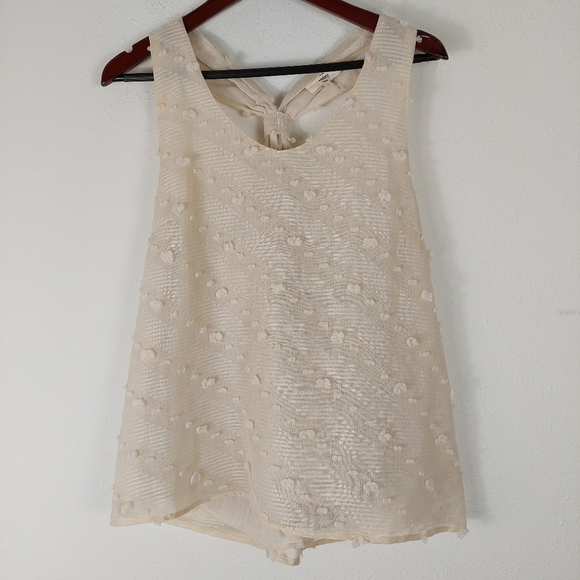 Entro Ivory Polka Dot Embellished Racerback Sleeveless Tank Top Blouse Size LRG. - Picture 3 of 12